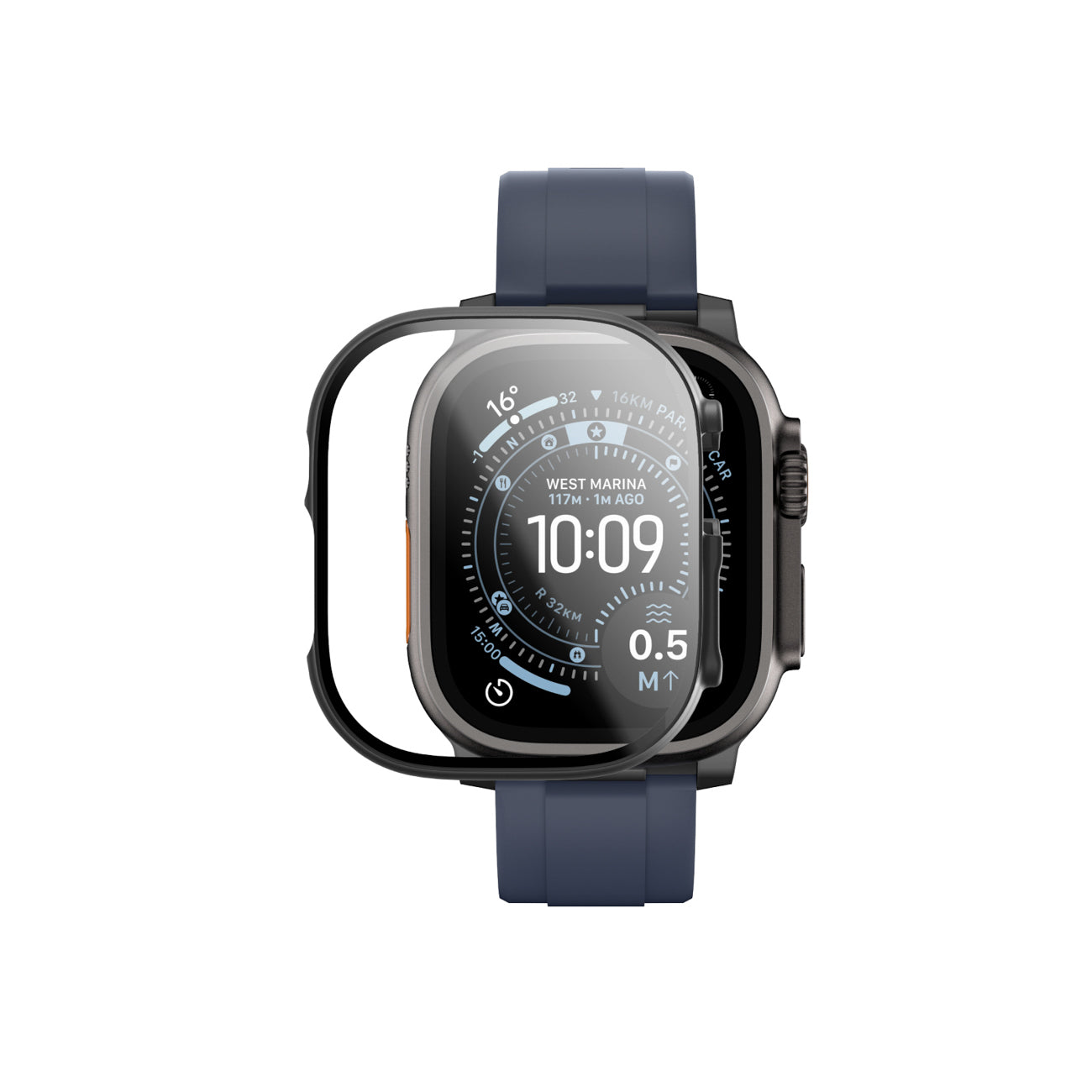 AmazingThing Radix FullGuard stiklas su dėklu Apple Watch Ultra 3 49 mm – juodas