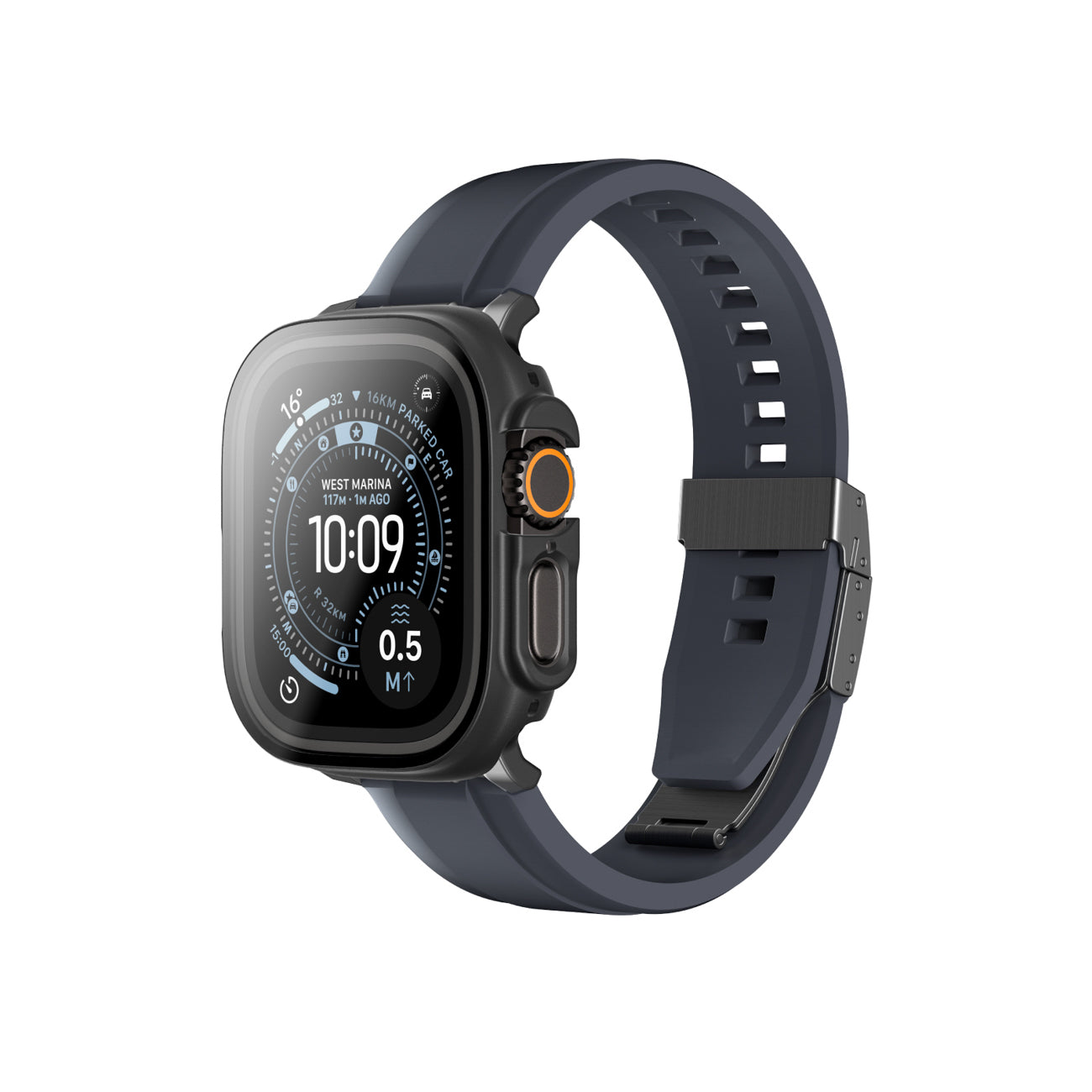 AmazingThing Radix FullGuard stiklas su dėklu Apple Watch Ultra 3 49 mm – juodas