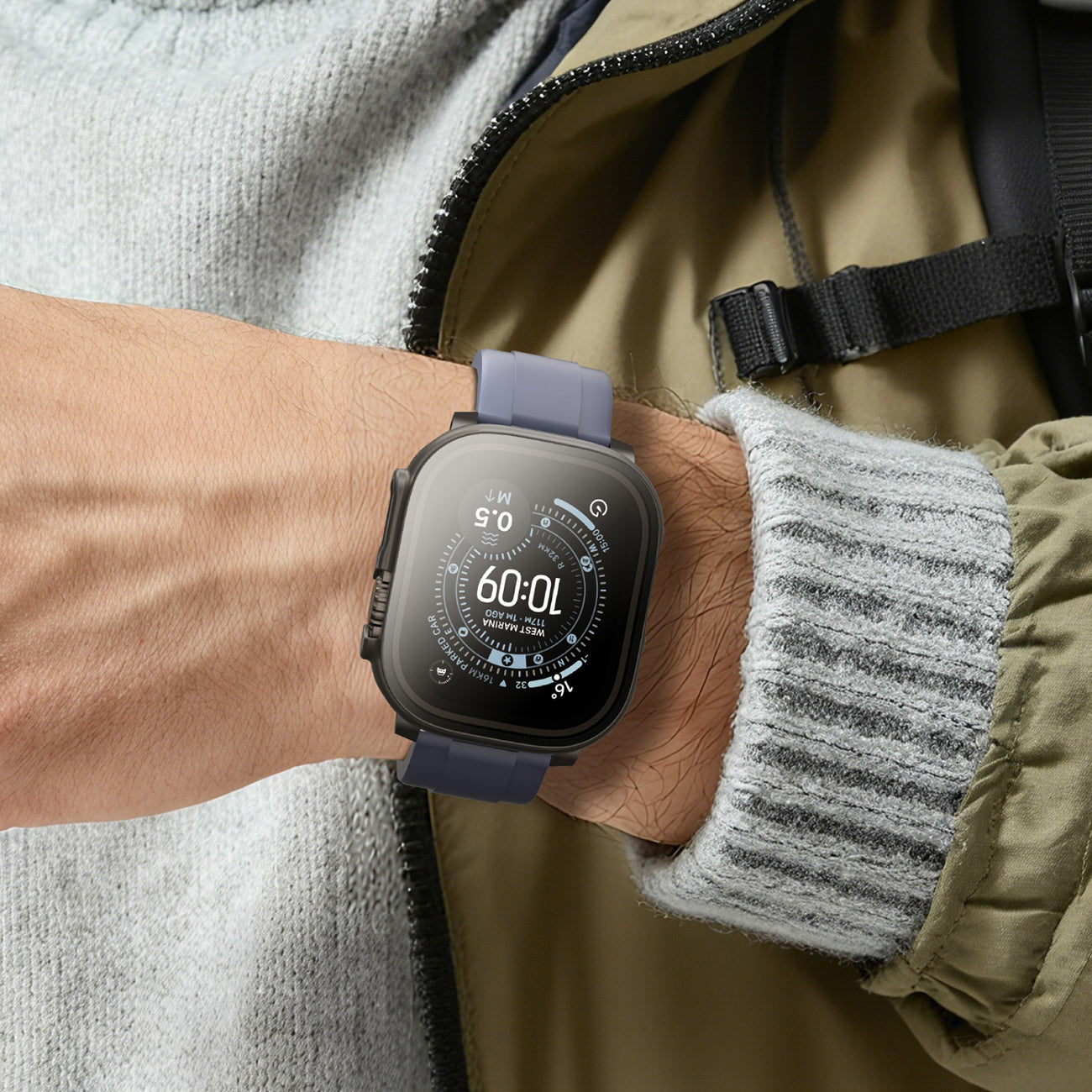 AmazingThing Radix FullGuard stiklas su dėklu Apple Watch Ultra 3 49 mm – juodas