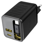 Dudao sieninis įkroviklis A67EU GaN 67W su integruotu įtraukiamu USB-C Power Delivery Quick Charge laidu - juodas