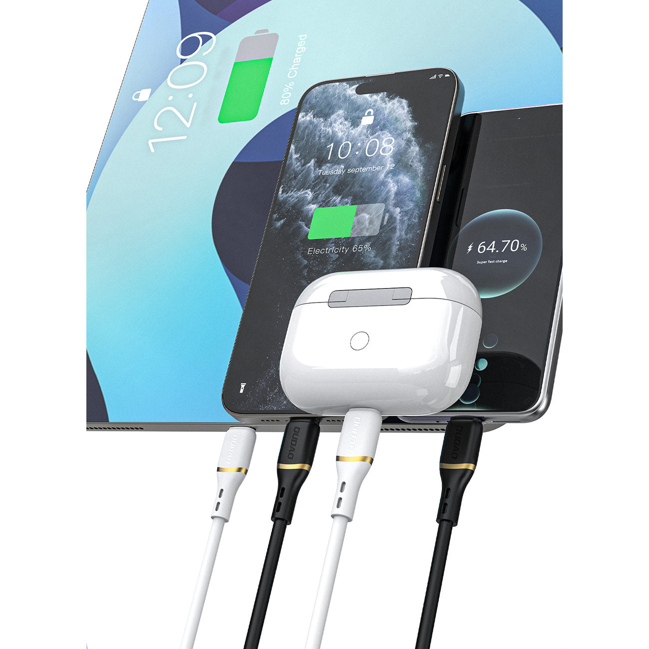 Dudao Laidas L25C USB-C - USB-C Silicone 60W 1m baltas