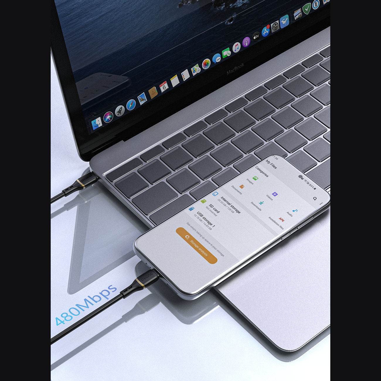 Dudao Laidas L25C USB-C - USB-C Silicone 60W 1m baltas