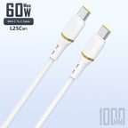 Dudao Laidas L25C USB-C - USB-C Silicone 60W 1m baltas
