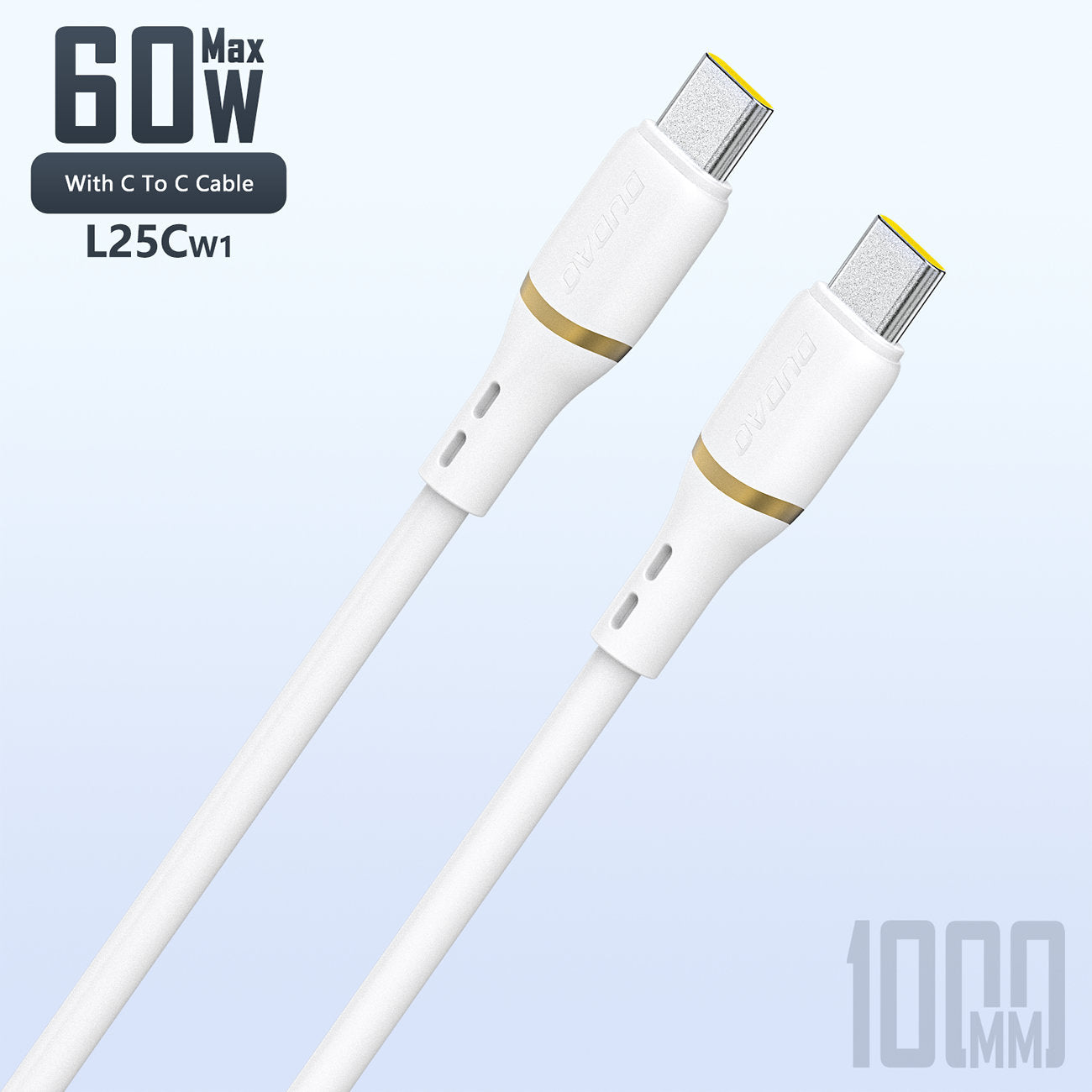 Dudao Laidas L25C USB-C - USB-C Silicone 60W 1m baltas