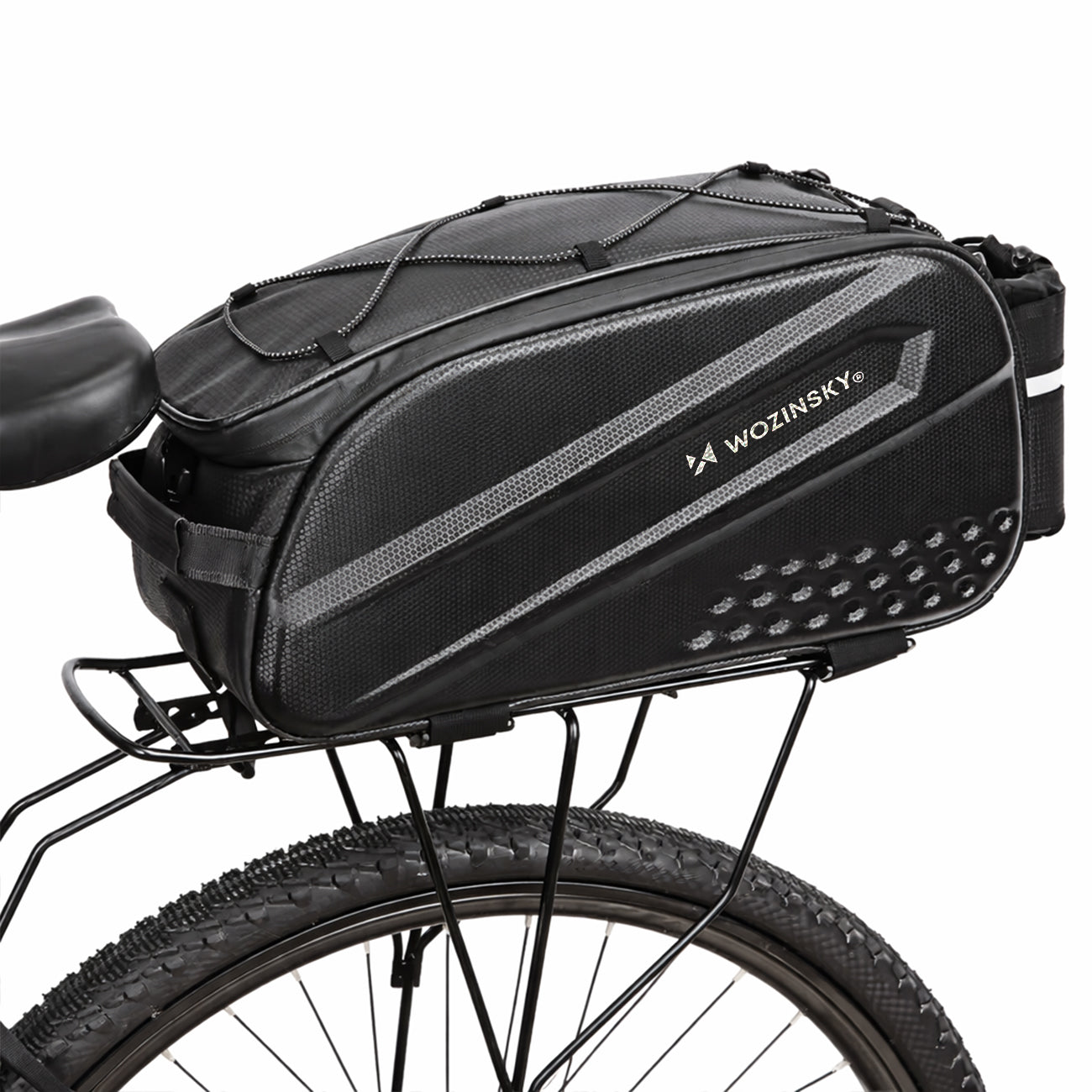 Wozinsky Dviračio bagažo krepšys su ilgu dirželiu ir išplečiamomis šoninėmis kišenėmis - juodas -- Bicycle Bags