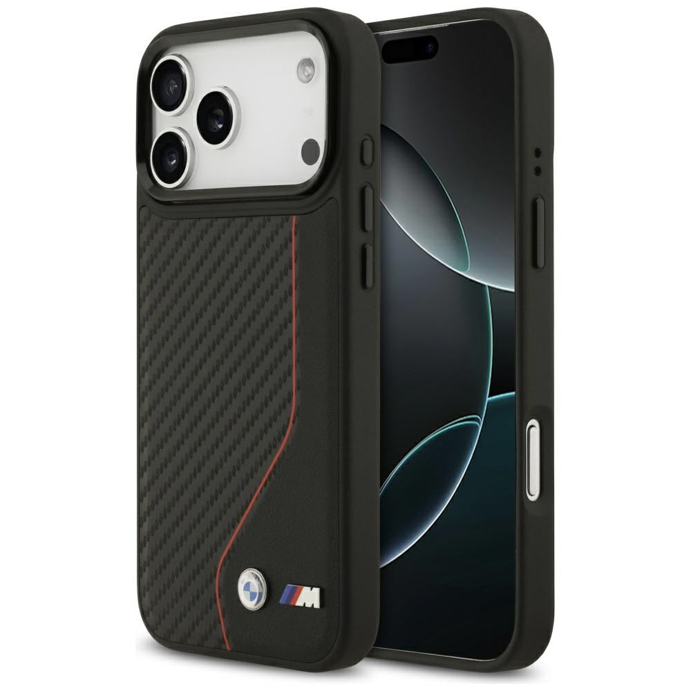 BMW M anglies linija ir logotipas MagSafe Dėklas, skirtas iPhone 17 Pro Max - Red