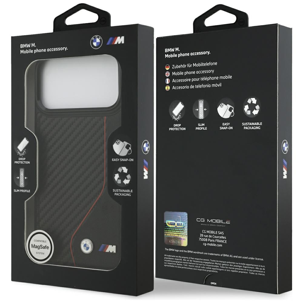 BMW M anglies linija ir logotipas MagSafe Dėklas, skirtas iPhone 17 Pro Max - Red