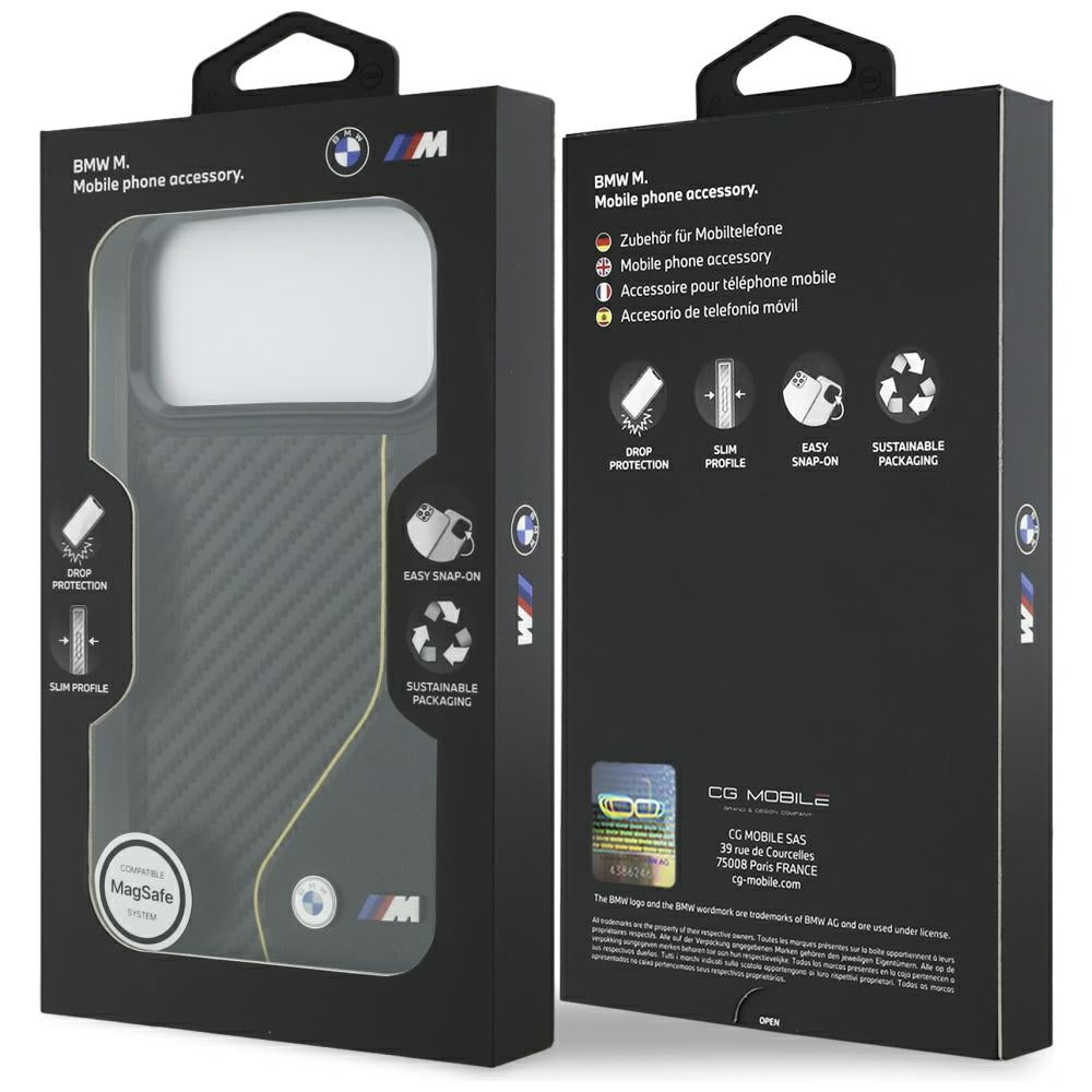 BMW M anglies linija ir logotipas MagSafe Dėklas, skirtas iPhone 17 Pro Max - Yellow