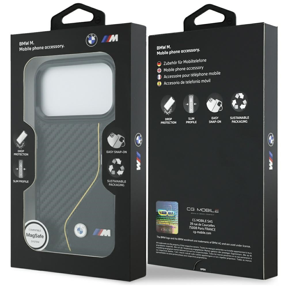 BMW M anglies linija ir logotipas MagSafe Dėklas, skirtas iPhone 17 Pro - Yellow