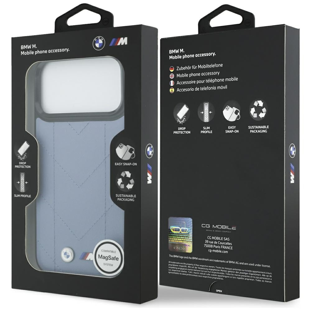BMW M Quilted MagSafe dėklas iPhone 17 Pro Max – mėlynas