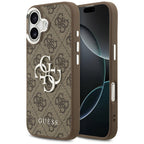 Guess 4G Classic Logo dėklas iPhone 17 – rudas/sidabrinis