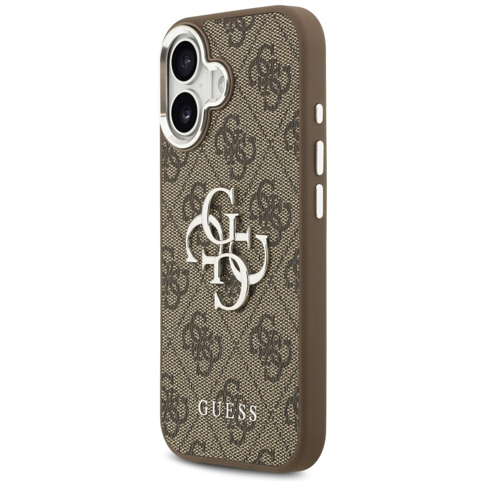 Guess 4G Classic Logo dėklas iPhone 17 – rudas/sidabrinis