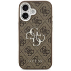Guess 4G Classic Logo dėklas iPhone 17 – rudas/sidabrinis