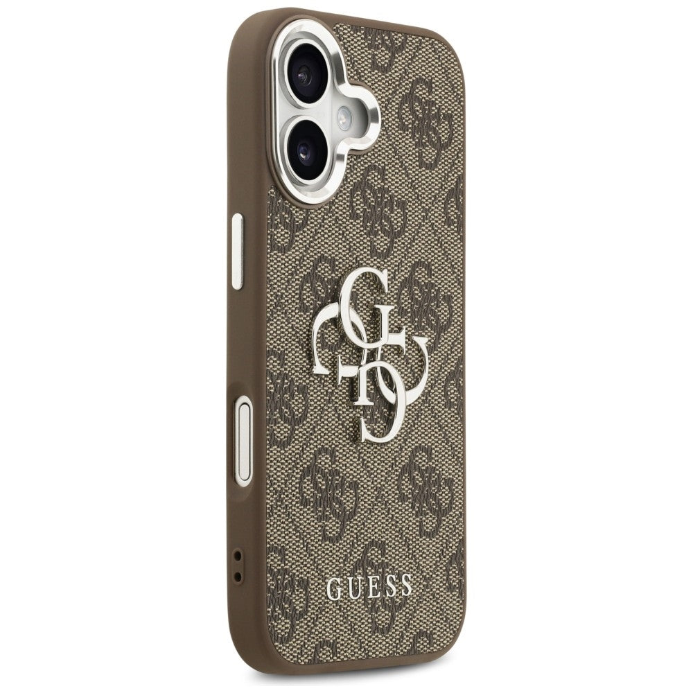 Guess 4G Classic Logo dėklas iPhone 17 – rudas/sidabrinis