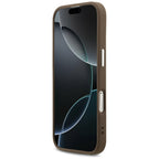Guess 4G Classic Logo dėklas iPhone 17 – rudas/sidabrinis
