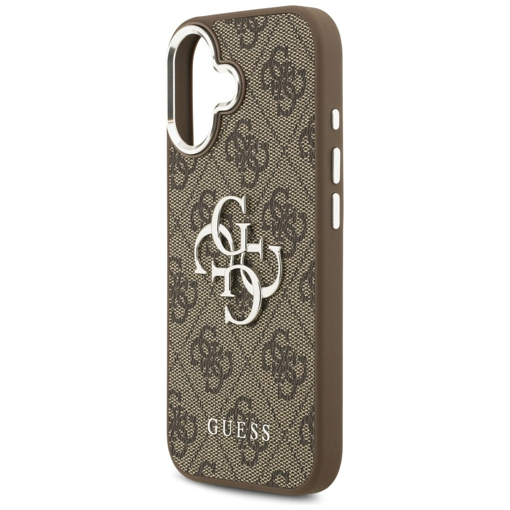 Guess 4G Classic Logo dėklas iPhone 17 – rudas/sidabrinis