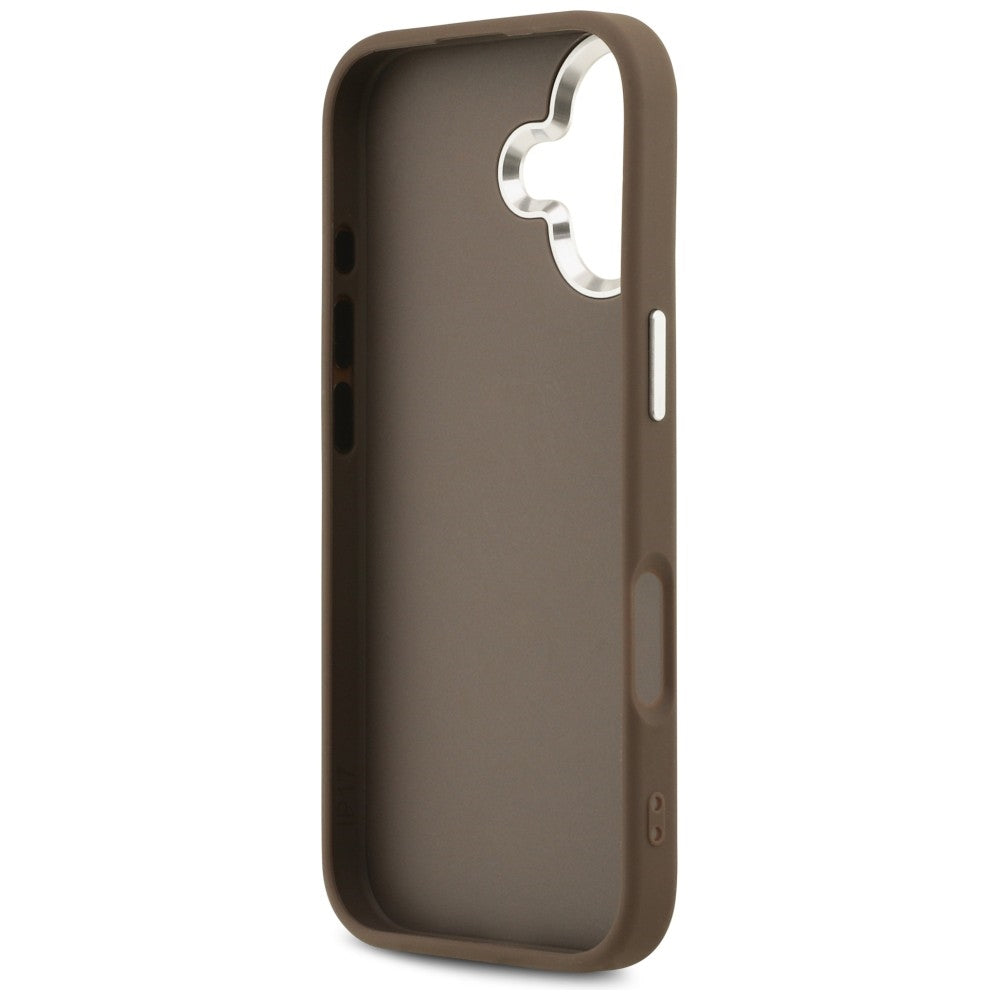 Guess 4G Classic Logo dėklas iPhone 17 – rudas/sidabrinis
