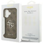 Guess 4G Classic Logo dėklas iPhone 17 – rudas/sidabrinis
