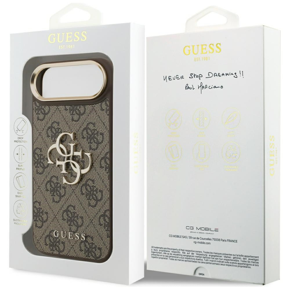 Guess 4G Didelis 4G Klasikinis logotipo dėklas, skirtas iPhone Air - Brown and Gold