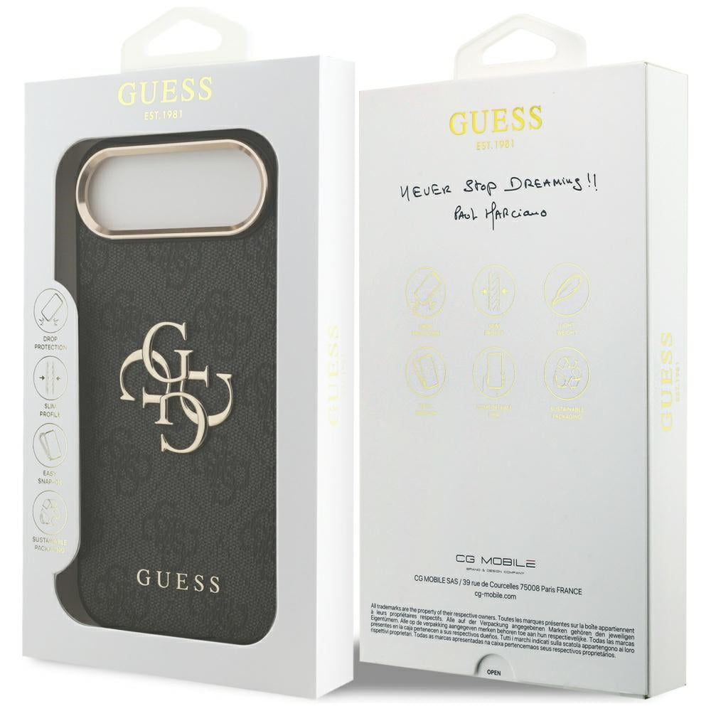 Guess 4G Didelis 4G Klasikinis logotipo dėklas, skirtas iPhone Air - Black and Gold