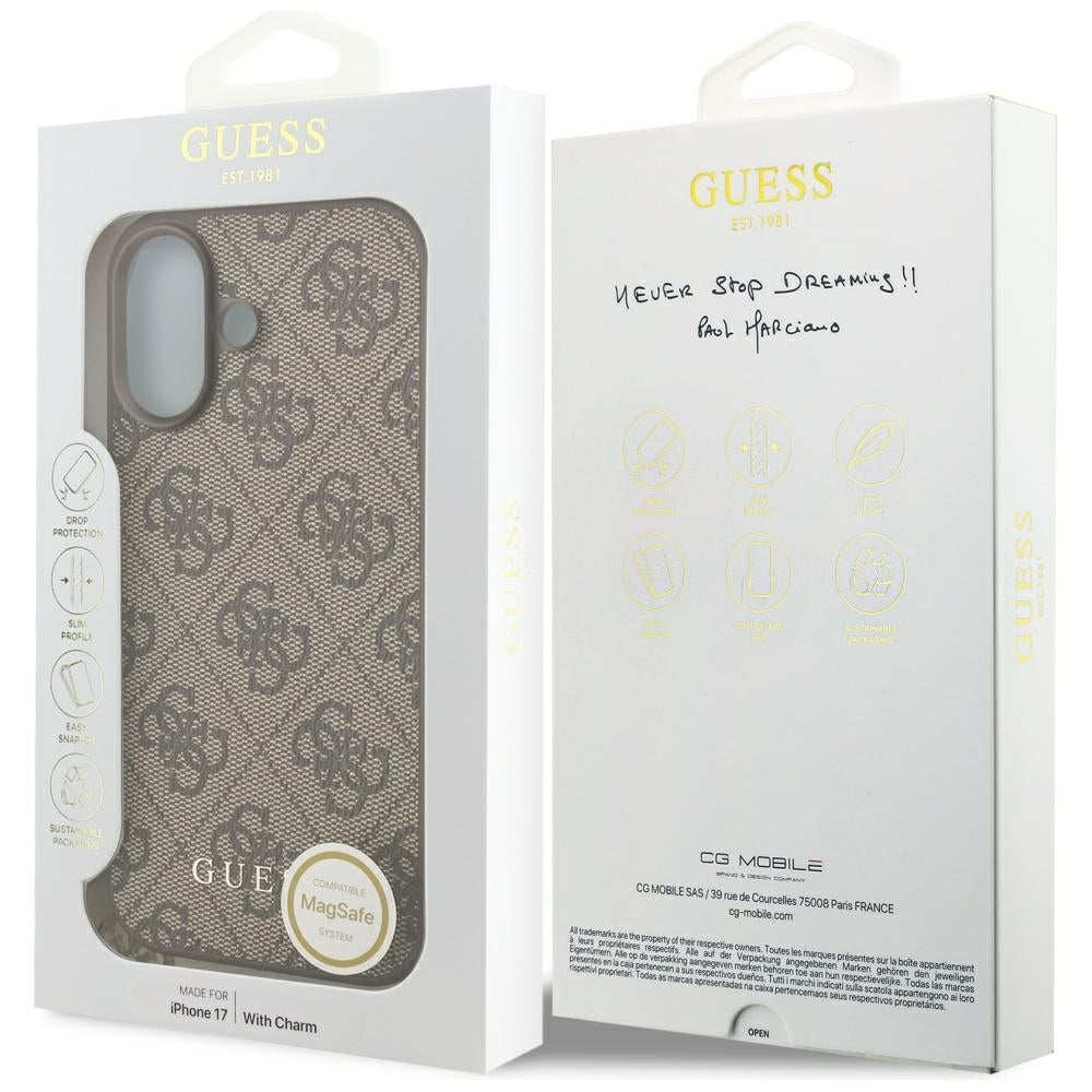 Guess MagSafe dėklas iPhone 17 – rudas
