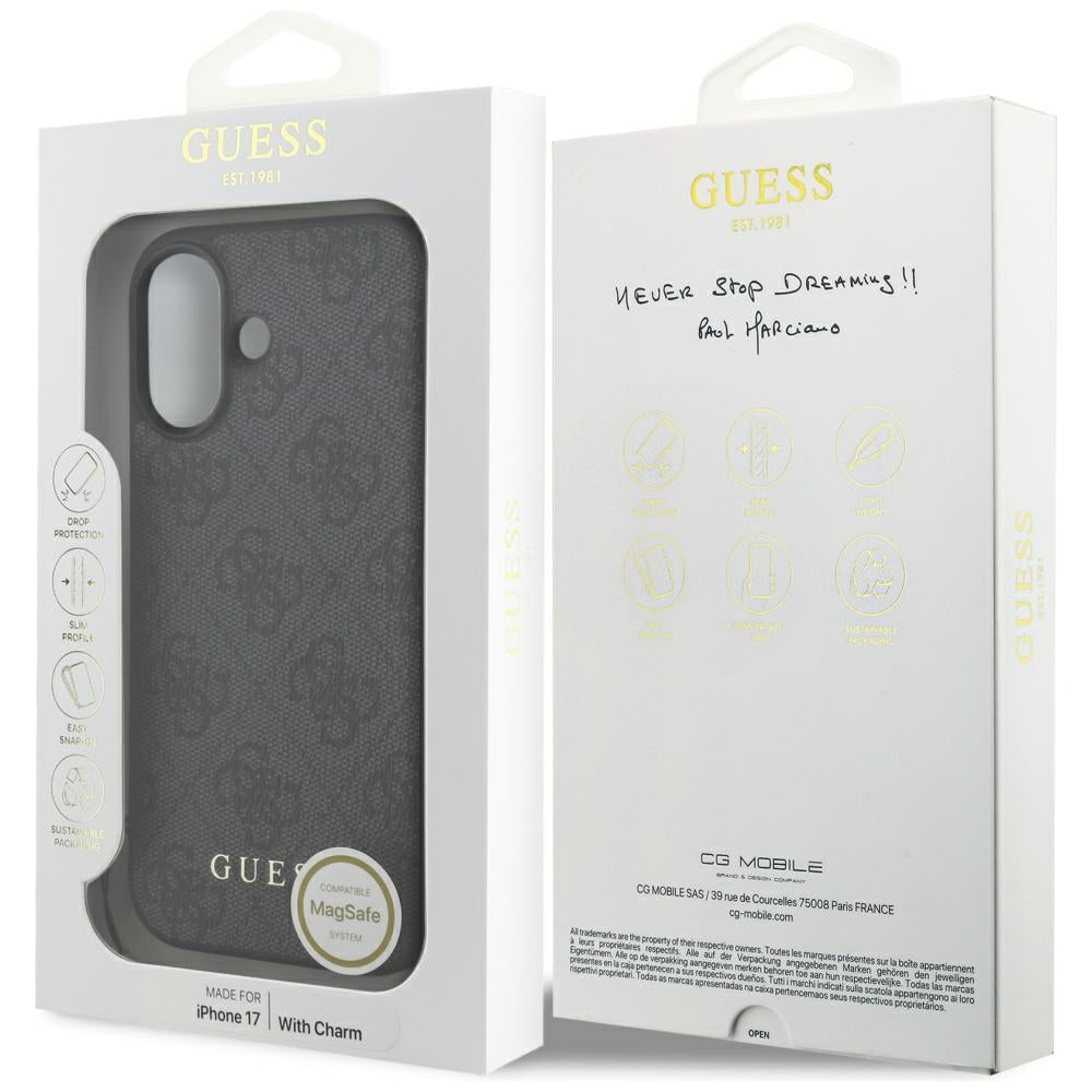 Guess 4G Charms MagSafe dėklas iPhone 17 – juodas -- iPhone 17