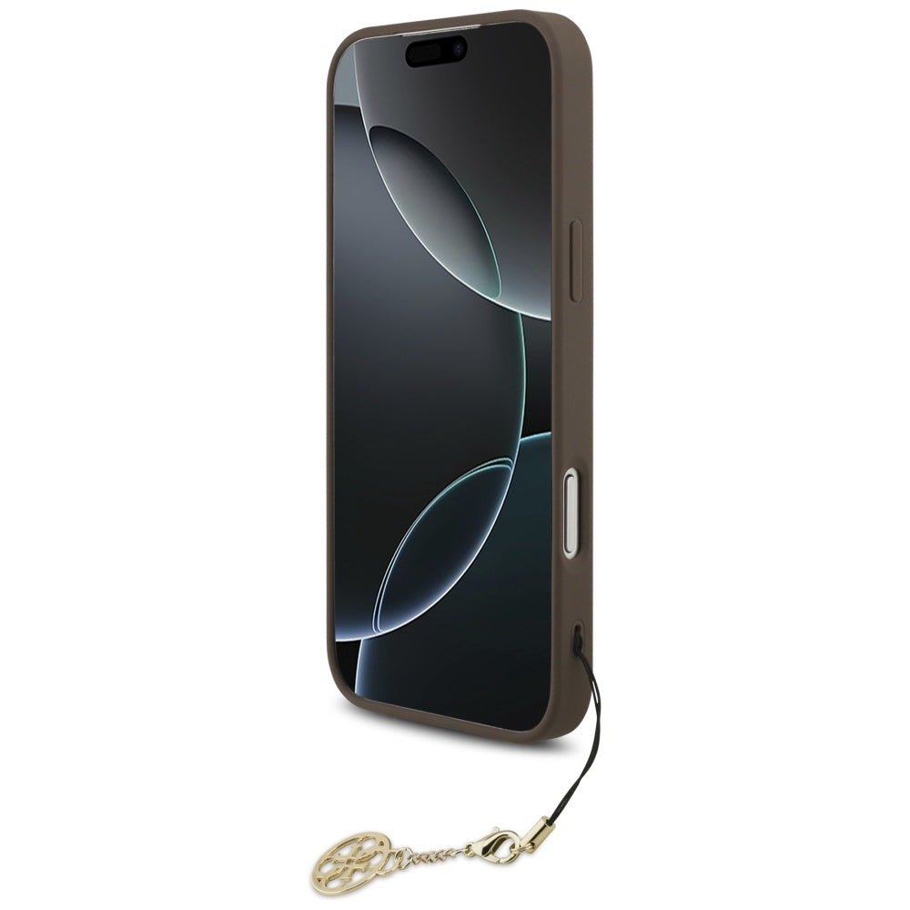 Guess 4G Charms MagSafe dėklas iPhone 17 Pro Max – rudas