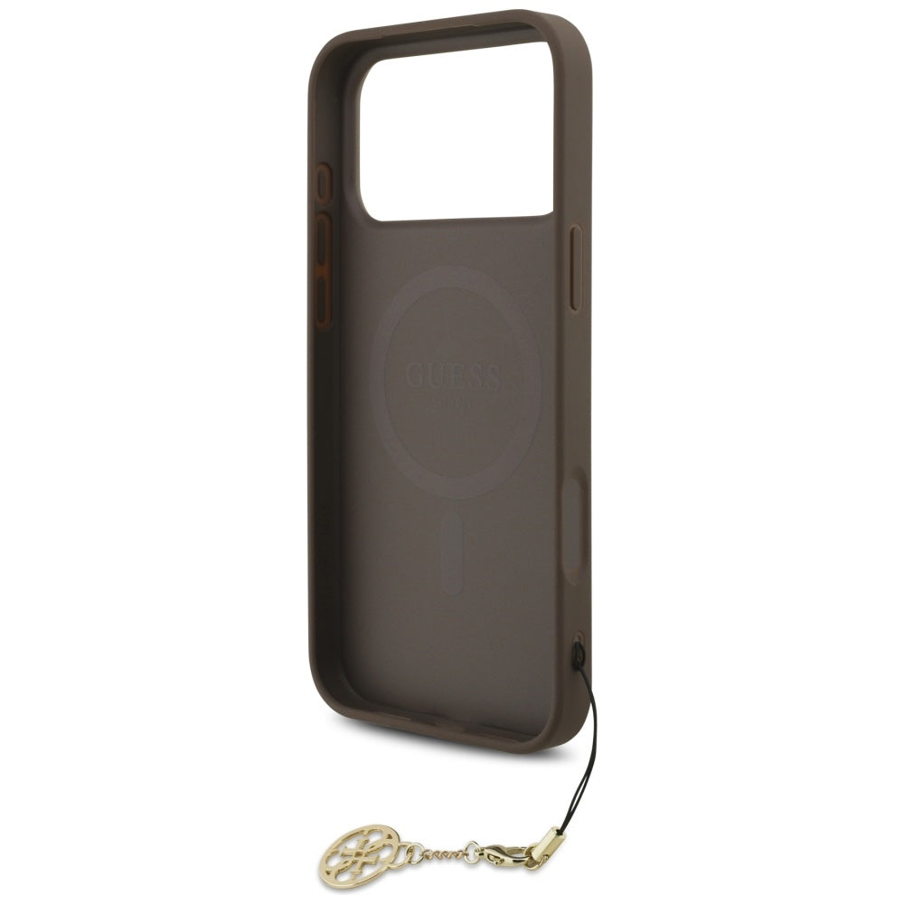 Guess 4G Charms MagSafe dėklas iPhone 17 Pro Max – rudas