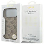 Guess 4G Charms MagSafe dėklas iPhone 17 Pro Max – rudas
