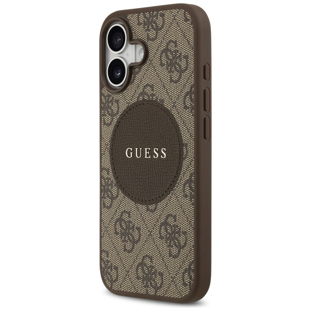 Guess 4G Circle Classic Logo MagSafe dėklas iPhone 17 - rudas