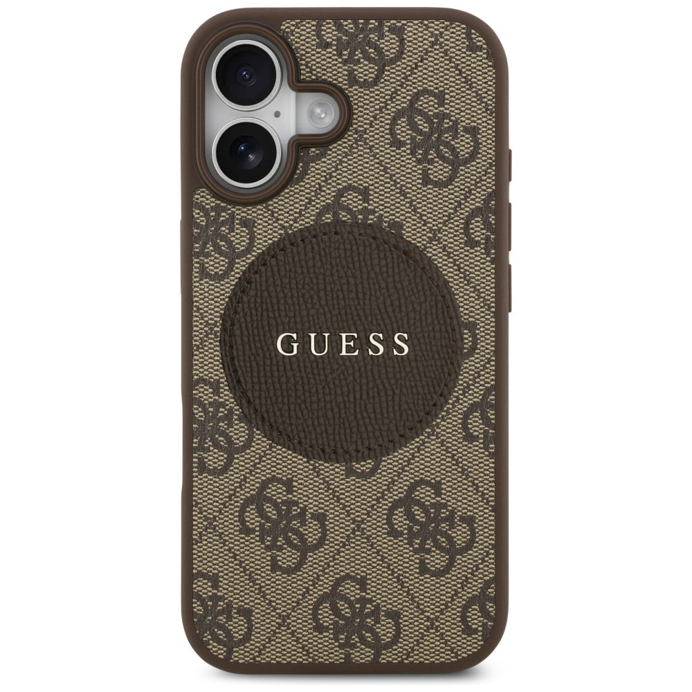 Guess 4G Circle Classic Logo MagSafe dėklas iPhone 17 - rudas