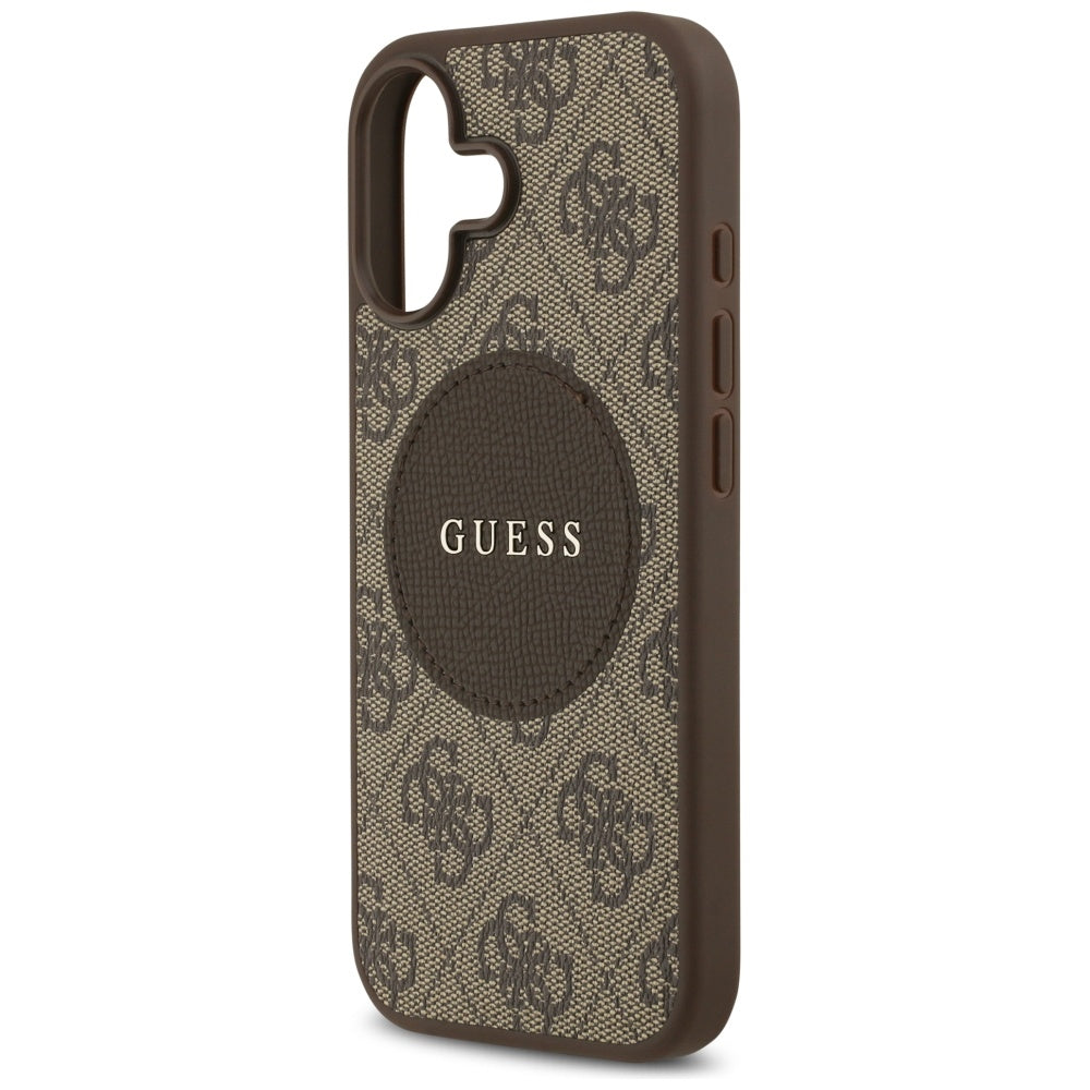 Guess 4G Circle Classic Logo MagSafe dėklas iPhone 17 - rudas