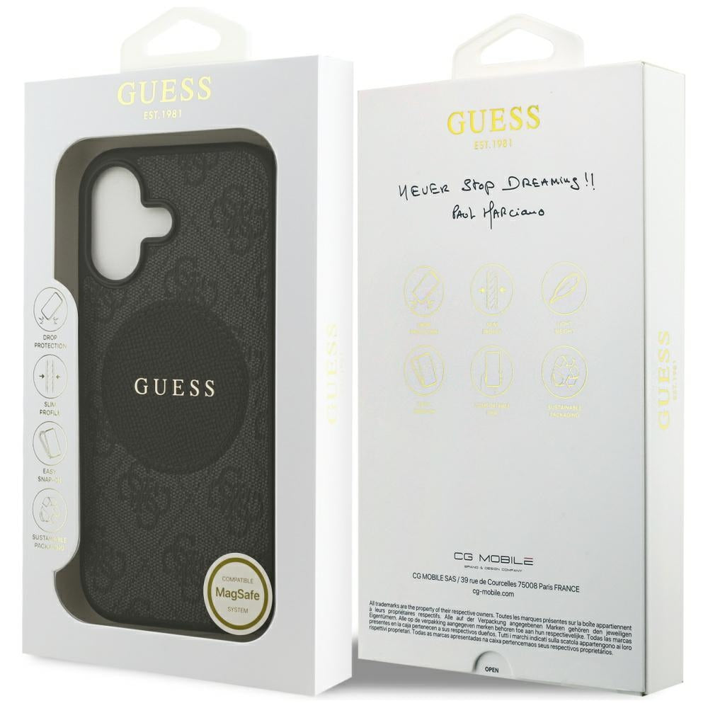 Guess 4G Circle Classic Logo MagSafe dėklas iPhone 17 - juodas