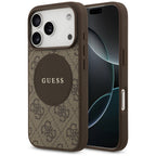 Guess 4G Circle Classic Logo MagSafe dėklas, skirtas iPhone 17 Pro - ruda