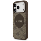 Guess 4G Circle Classic Logo MagSafe dėklas, skirtas iPhone 17 Pro - ruda
