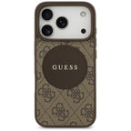 Guess 4G Circle Classic Logo MagSafe dėklas, skirtas iPhone 17 Pro - ruda