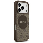 Guess 4G Circle Classic Logo MagSafe dėklas, skirtas iPhone 17 Pro - ruda