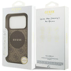 Guess 4G Circle Classic Logo MagSafe dėklas, skirtas iPhone 17 Pro - ruda