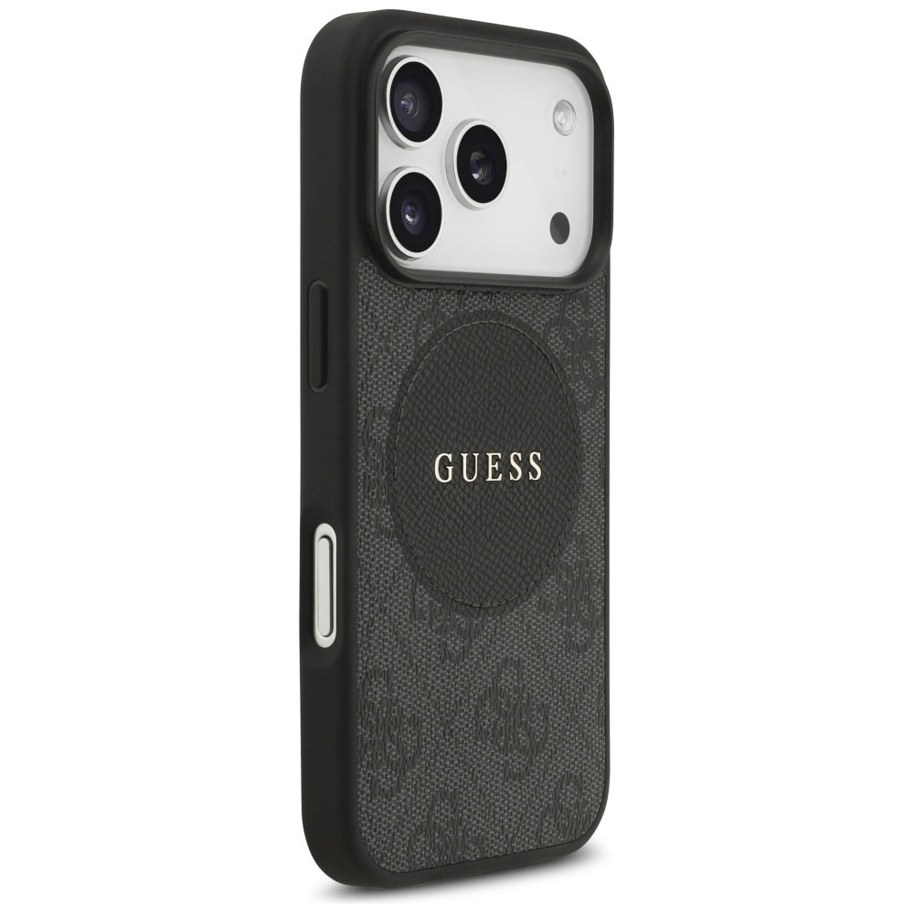 Guess 4G Circle Classic Logo MagSafe dėklas, skirtas iPhone 17 Pro - juodas