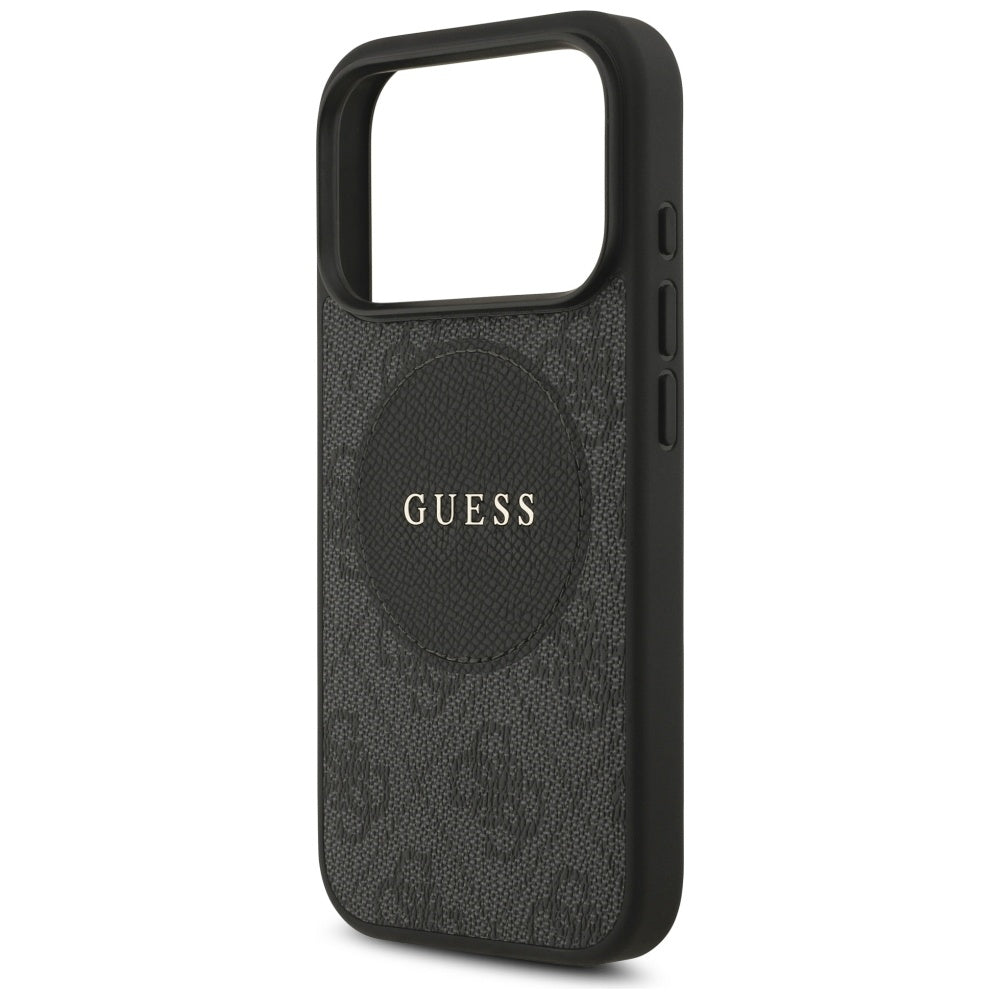 Guess 4G Circle Classic Logo MagSafe dėklas, skirtas iPhone 17 Pro - juodas