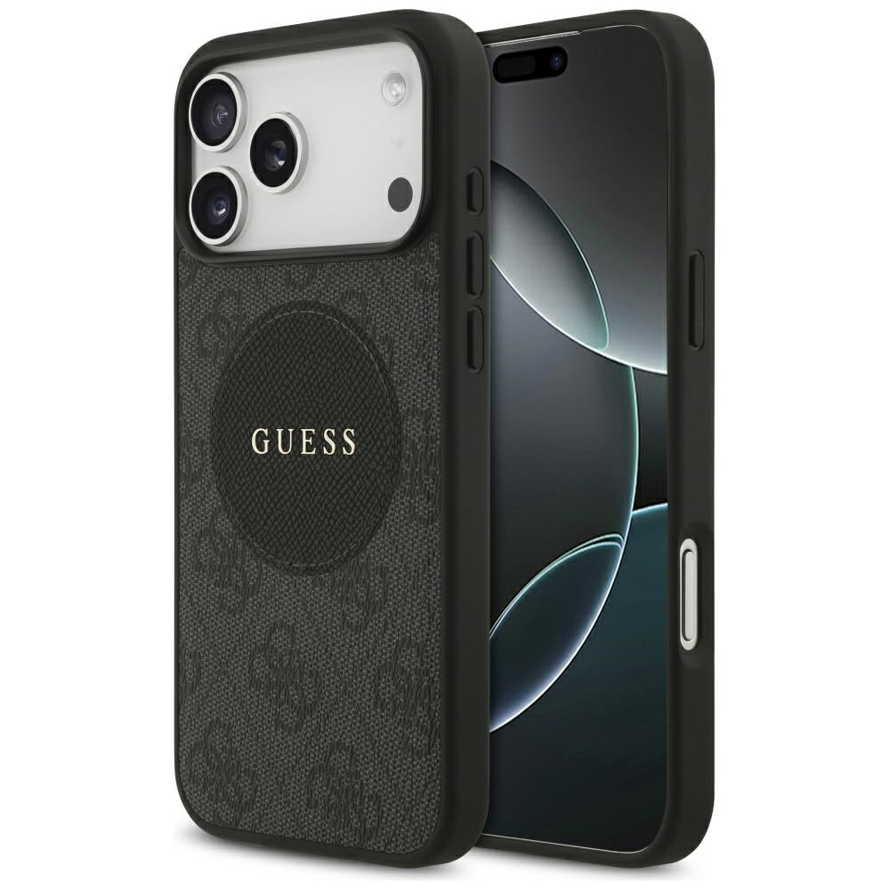 Guess 4G Circle Classic Logo MagSafe dėklas, skirtas iPhone 17 Pro Max - juodas