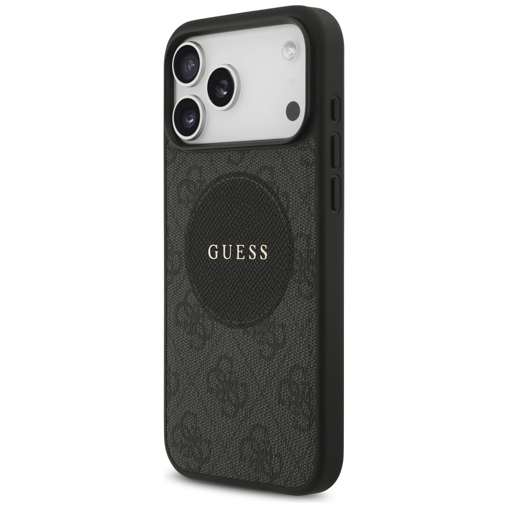 Guess 4G Circle Classic Logo MagSafe dėklas, skirtas iPhone 17 Pro Max - juodas