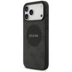 Guess 4G Circle Classic Logo MagSafe dėklas, skirtas iPhone 17 Pro Max - juodas