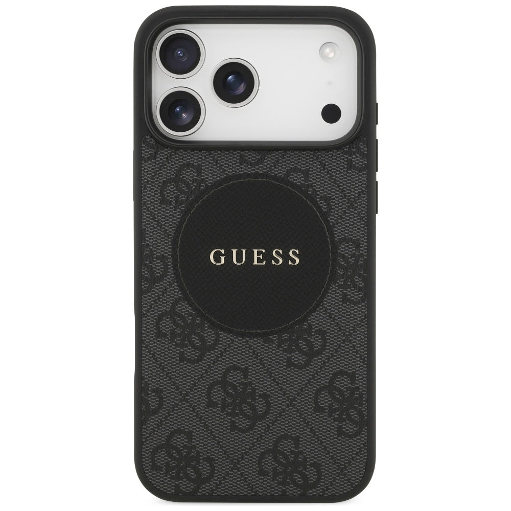 Guess 4G Circle Classic Logo MagSafe dėklas, skirtas iPhone 17 Pro Max - juodas
