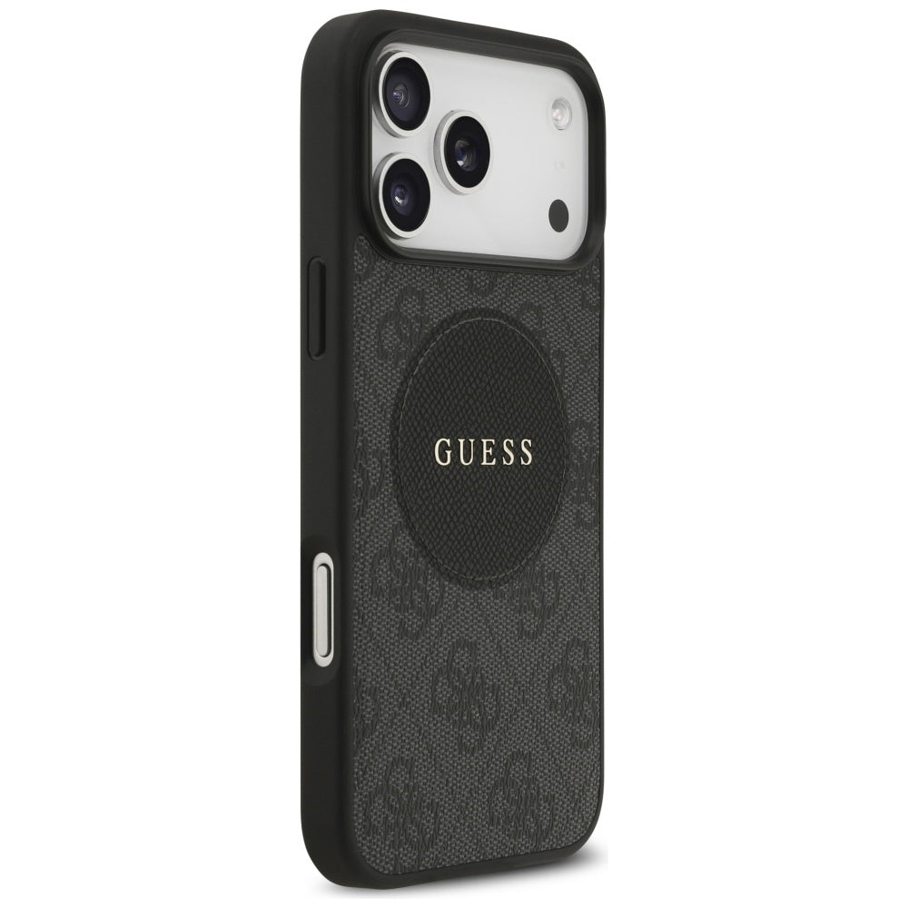 Guess 4G Circle Classic Logo MagSafe dėklas, skirtas iPhone 17 Pro Max - juodas