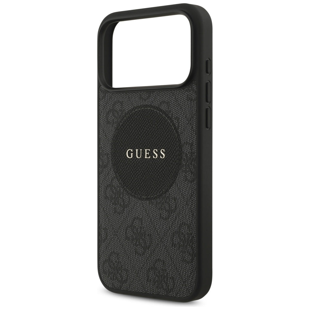 Guess 4G Circle Classic Logo MagSafe dėklas, skirtas iPhone 17 Pro Max - juodas
