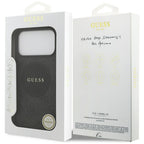 Guess 4G Circle Classic Logo MagSafe dėklas, skirtas iPhone 17 Pro Max - juodas