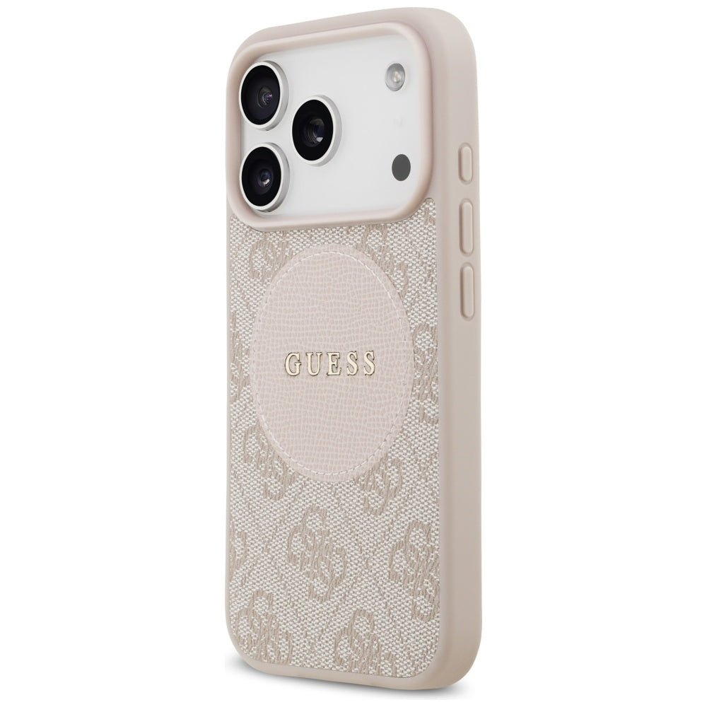 Guess 4G Circle Classic Logo MagSafe Dėklas, skirtas iPhone 17 Pro – rožinė