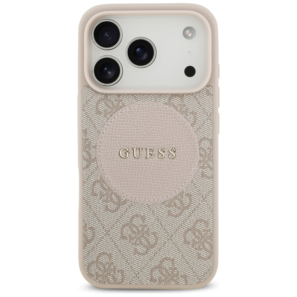 Guess 4G Circle Classic Logo MagSafe Dėklas, skirtas iPhone 17 Pro – rožinė