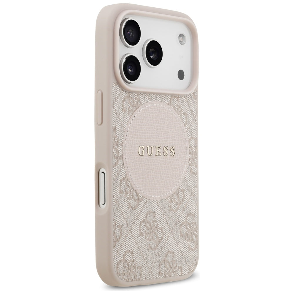 Guess 4G Circle Classic Logo MagSafe Dėklas, skirtas iPhone 17 Pro – rožinė